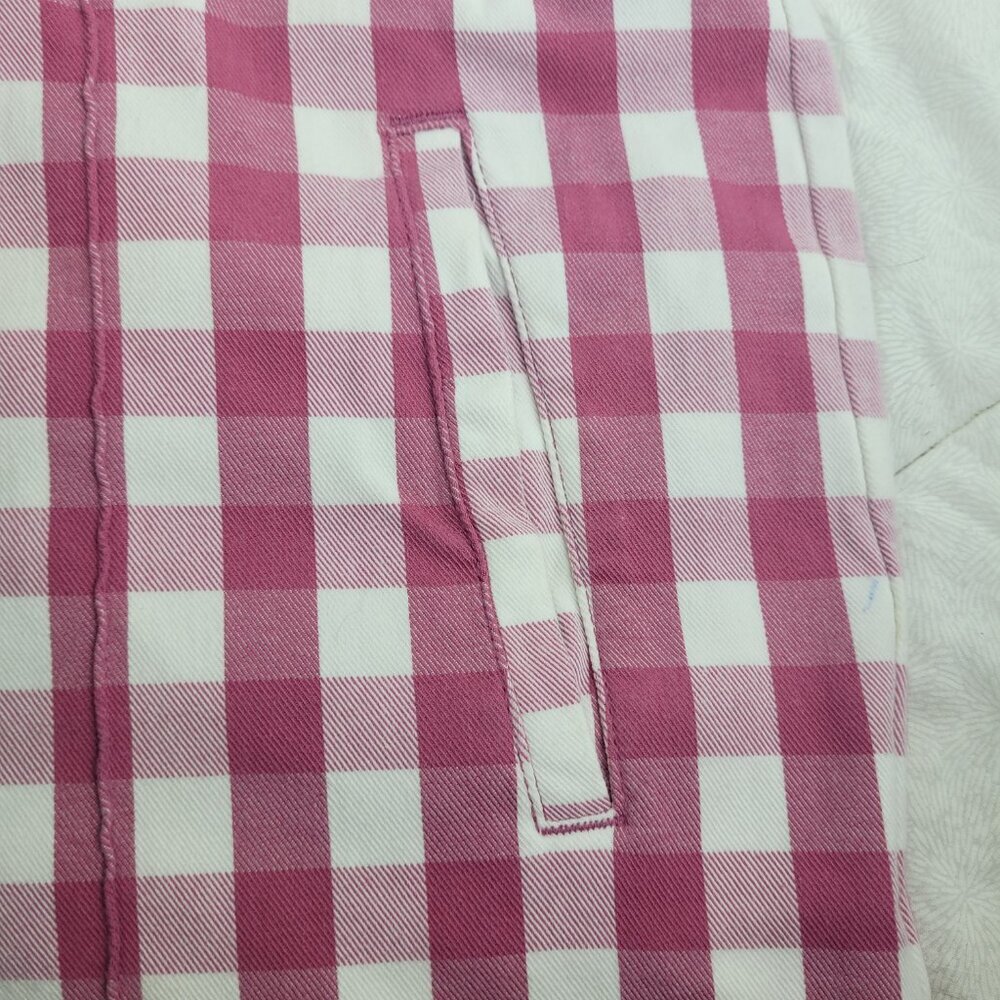 Time and Tru pink white gingham check capri pants zip front pockets pinup 18 - Picture 8 of 11